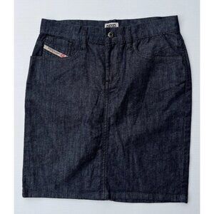 Diesel Womens Soyal Denim Dark wash slit Pencil Skirt Size 27 NWOT